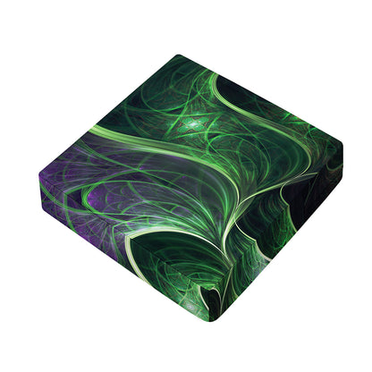 Green Fractal Print Outdoor Seat Cushion Cover