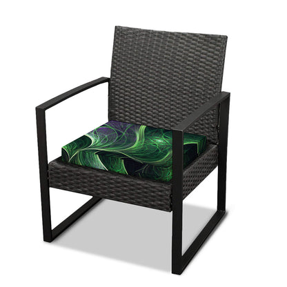 Green Fractal Print Outdoor Seat Cushion Cover