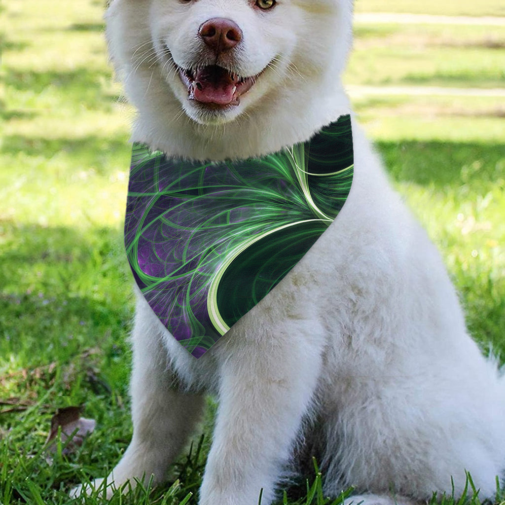 Green Fractal Print Over The Collar Dog Bandana