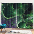 Green Fractal Print Pencil Pleat Curtains