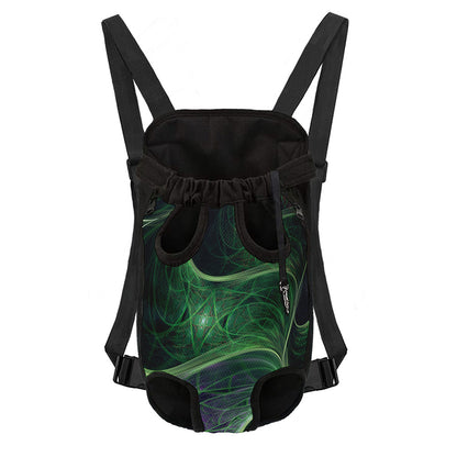 Green Fractal Print Pet Carrier Backpack