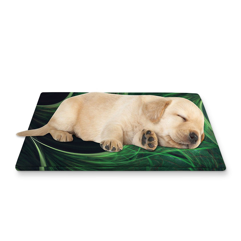 Green Fractal Print Pet Cooling Mat Cover