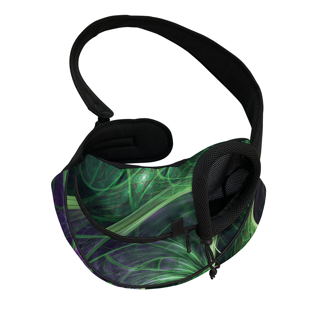 Green Fractal Print Pet Sling Carrier