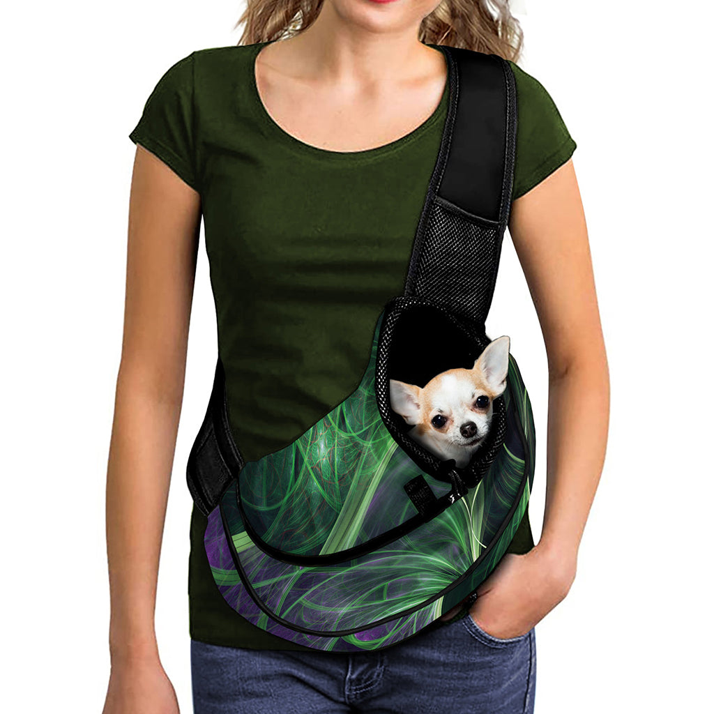 Green Fractal Print Pet Sling Carrier