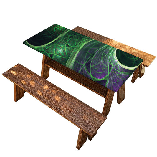 Green Fractal Print Picnic Table Cover