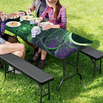 Green Fractal Print Picnic Table Cover