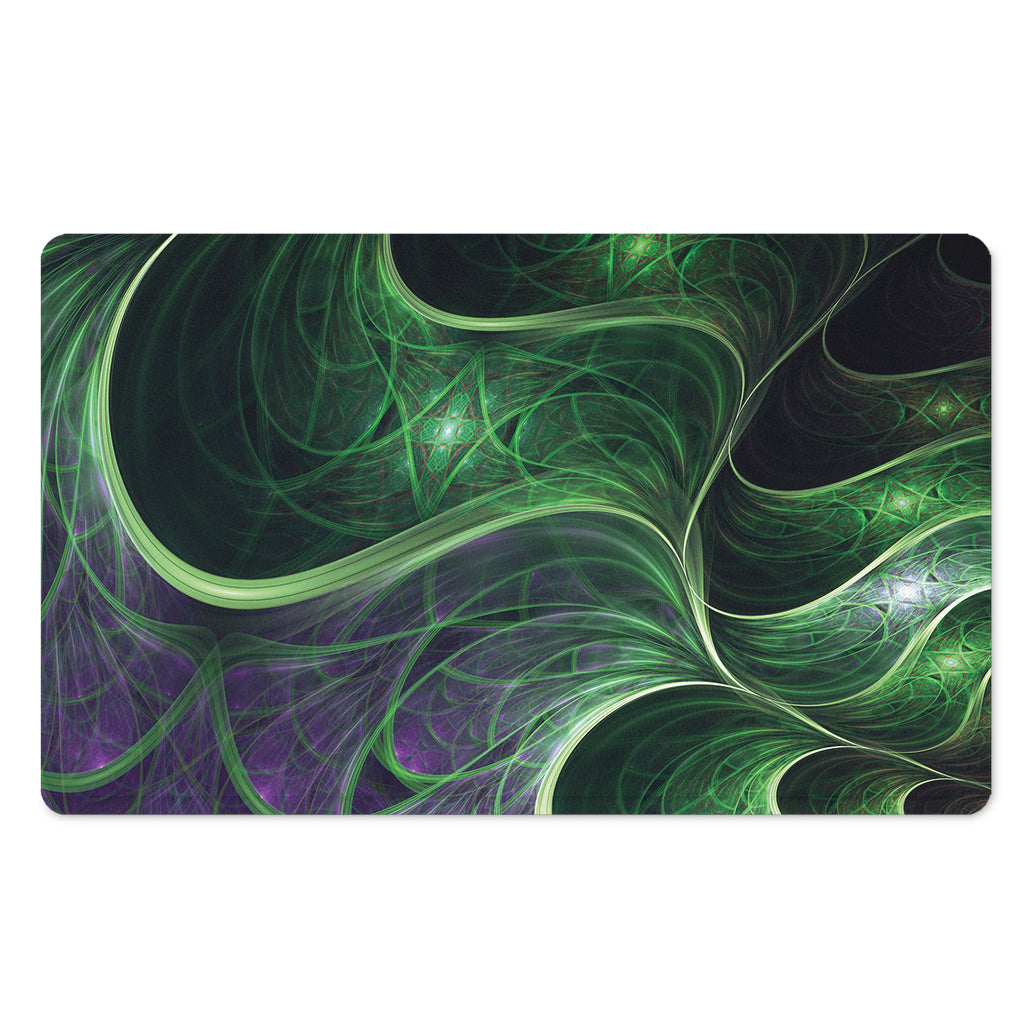 Green Fractal Print Polyester Doormat