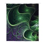 Green Fractal Print Polyester Shower Curtain