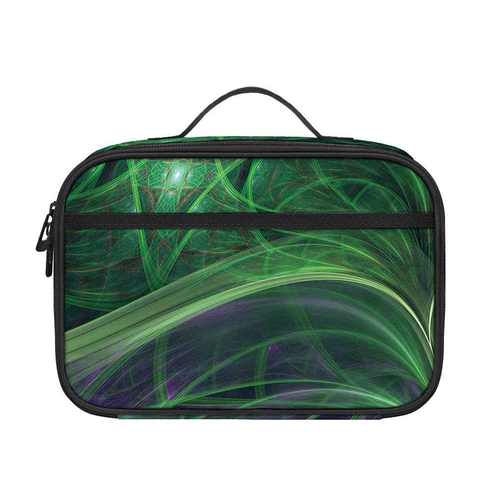 Green Fractal Print Portable Lunch Bag
