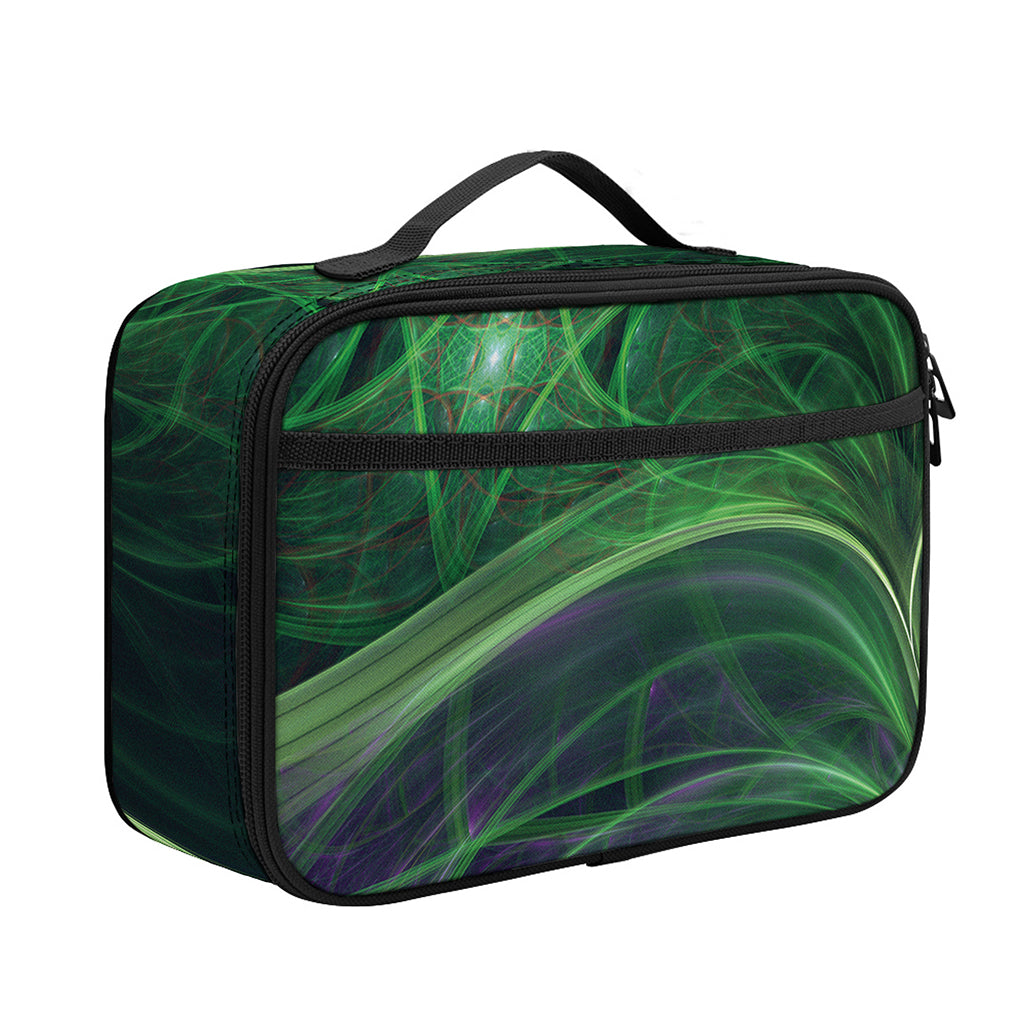 Green Fractal Print Portable Lunch Bag