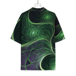 Green Fractal Print Rayon Hawaiian Shirt