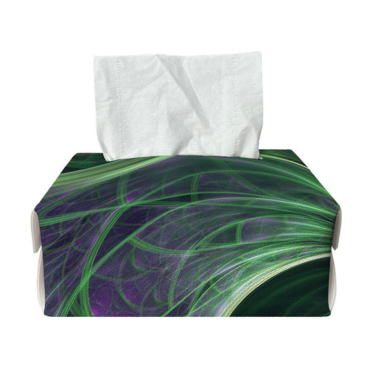 Green Fractal Print Rectangle Tissue Box Cover