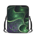 Green Fractal Print Rectangular Crossbody Bag