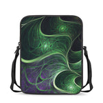 Green Fractal Print Rectangular Crossbody Bag