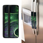 Green Fractal Print Refrigerator Handle Covers