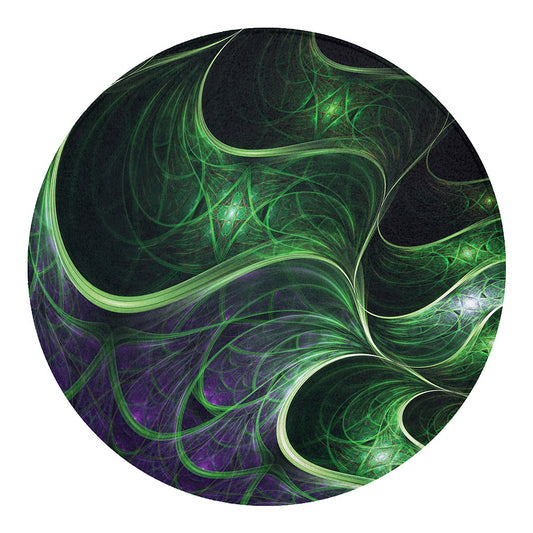 Green Fractal Print Round Blanket