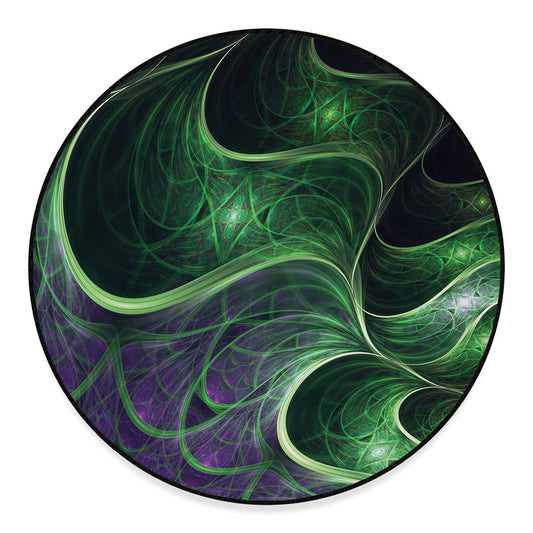 Green Fractal Print Round Floor Mat