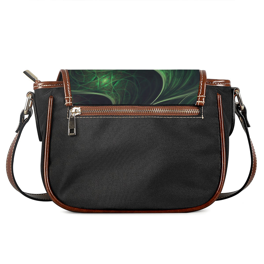 Green Fractal Print Saddle Bag