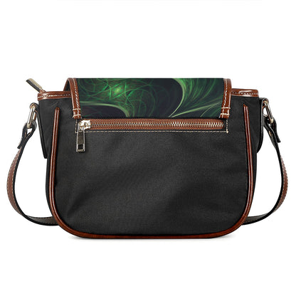 Green Fractal Print Saddle Bag