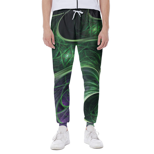 Green Fractal Print Scuba Joggers