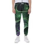 Green Fractal Print Scuba Joggers