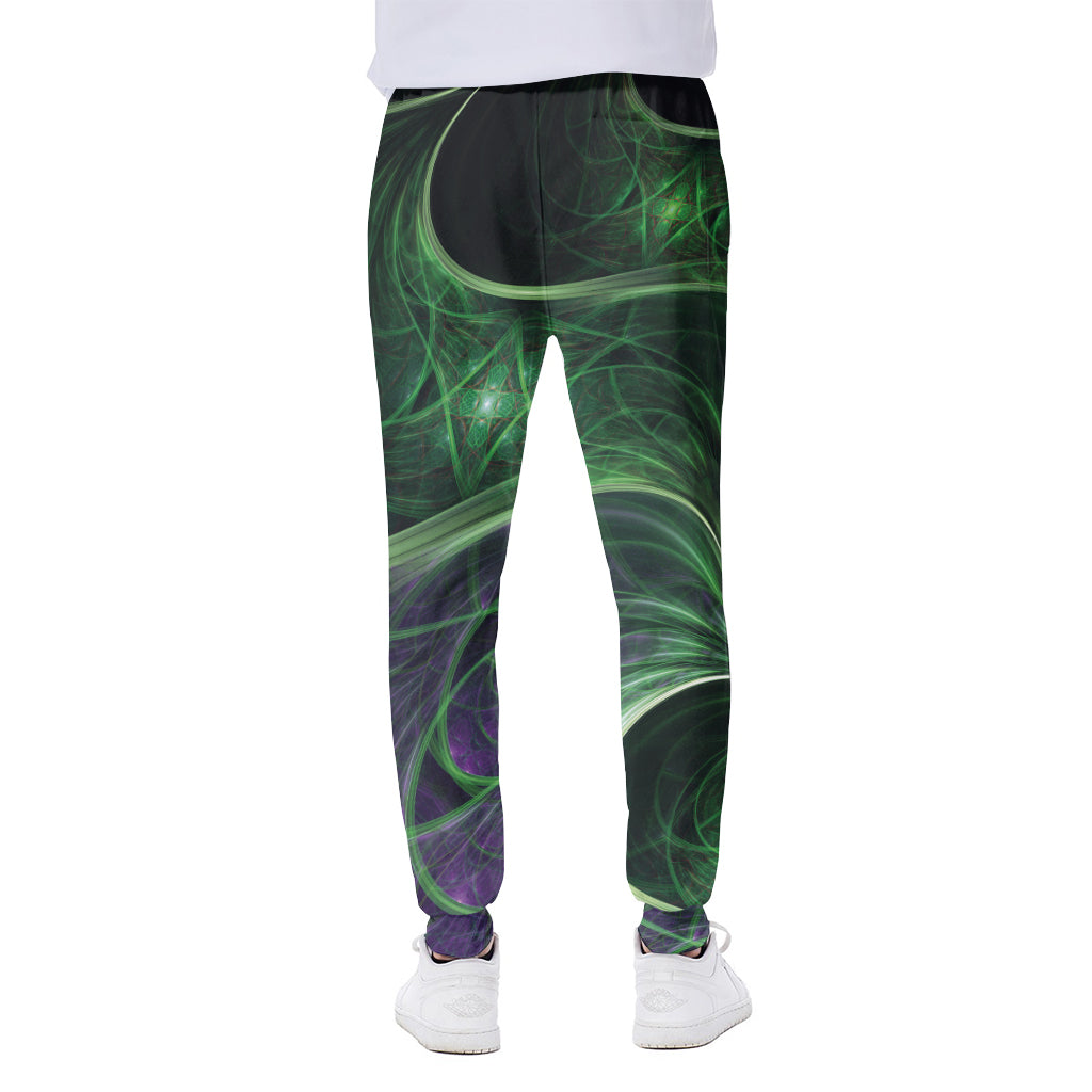 Green Fractal Print Scuba Joggers