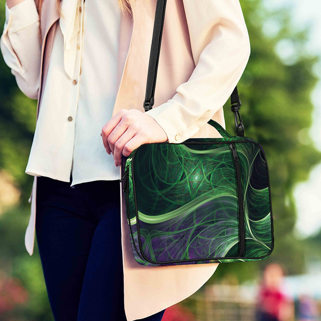 Green Fractal Print Shoulder Strap Bible Bag