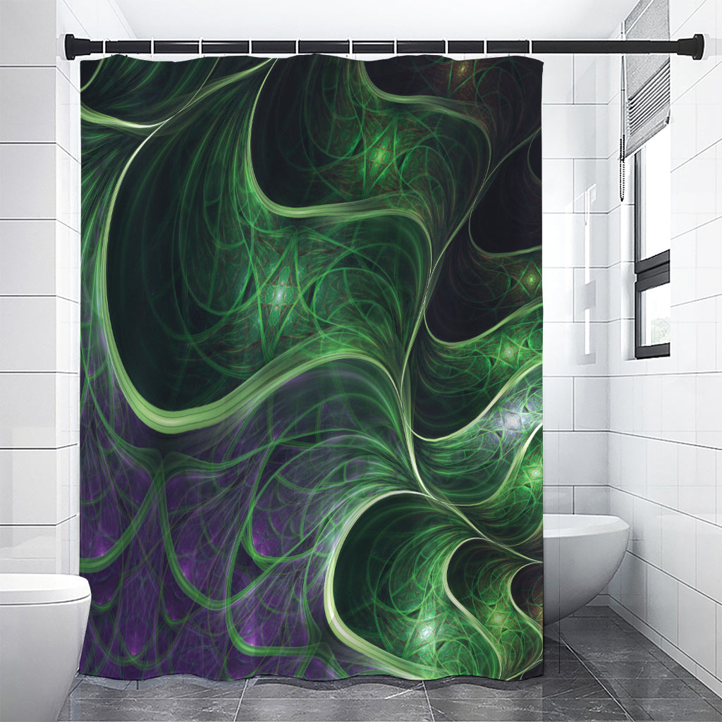 Green Fractal Print Shower Curtain