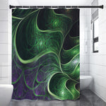 Green Fractal Print Shower Curtain