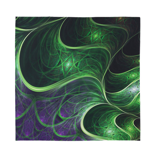 Green Fractal Print Silk Bandana