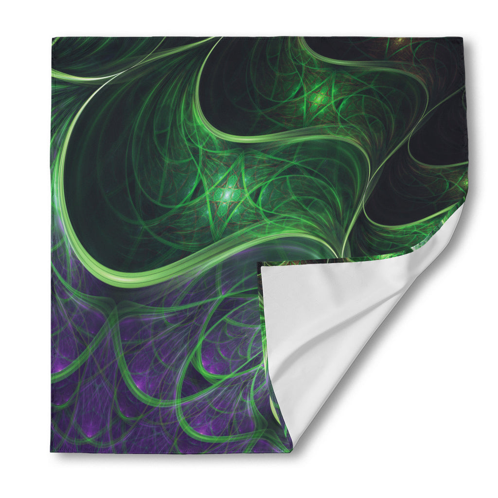 Green Fractal Print Silk Bandana