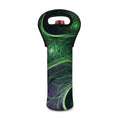 Green Fractal Print Single Neoprene Wine Tote