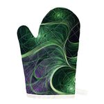 Green Fractal Print Single Oven Mitt