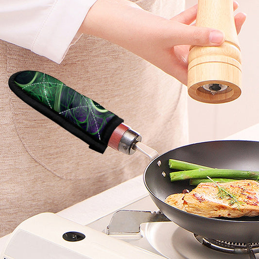 Green Fractal Print Skillet Handle Cover