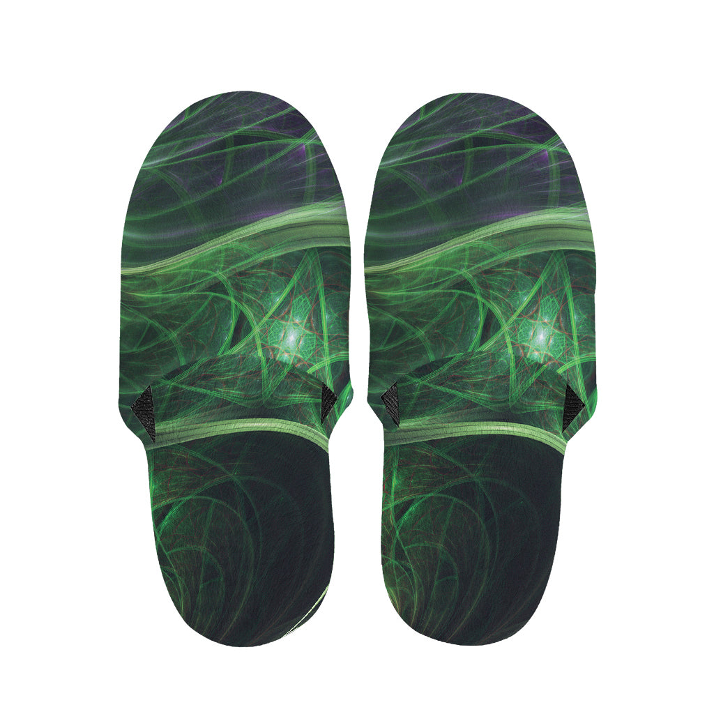 Green Fractal Print Slippers