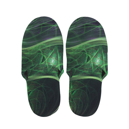 Green Fractal Print Slippers