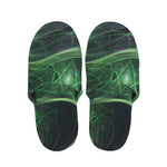 Green Fractal Print Slippers