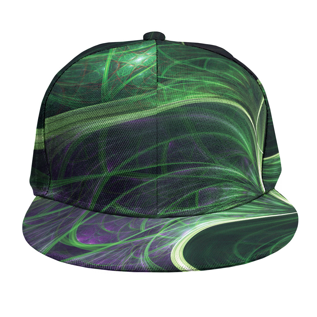 Green Fractal Print Snapback Cap
