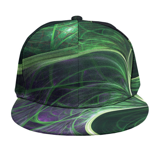 Green Fractal Print Snapback Cap