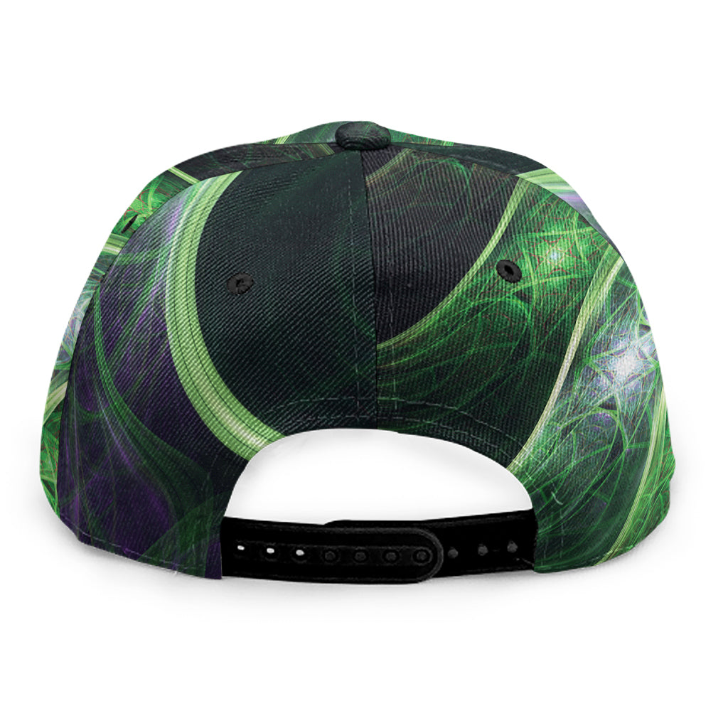 Green Fractal Print Snapback Cap