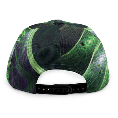 Green Fractal Print Snapback Cap