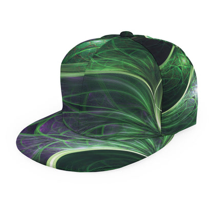 Green Fractal Print Snapback Cap