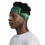 Green Fractal Print Sports Headband