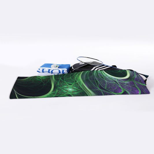 Green Fractal Print Sports Towel