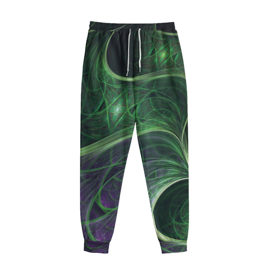 Green Fractal Print Sweatpants