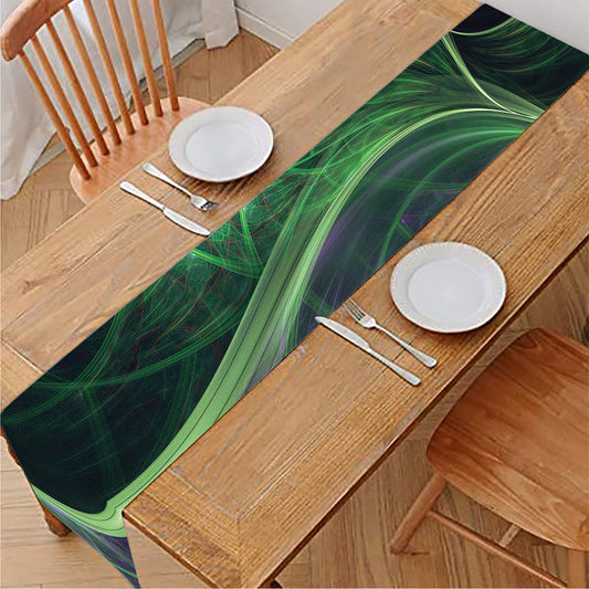 Green Fractal Print Table Runner