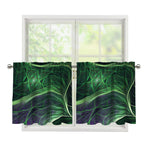Green Fractal Print Tier Curtains