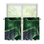 Green Fractal Print Tier Curtains