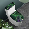Green Fractal Print Toilet Lid And Tank Cover Set