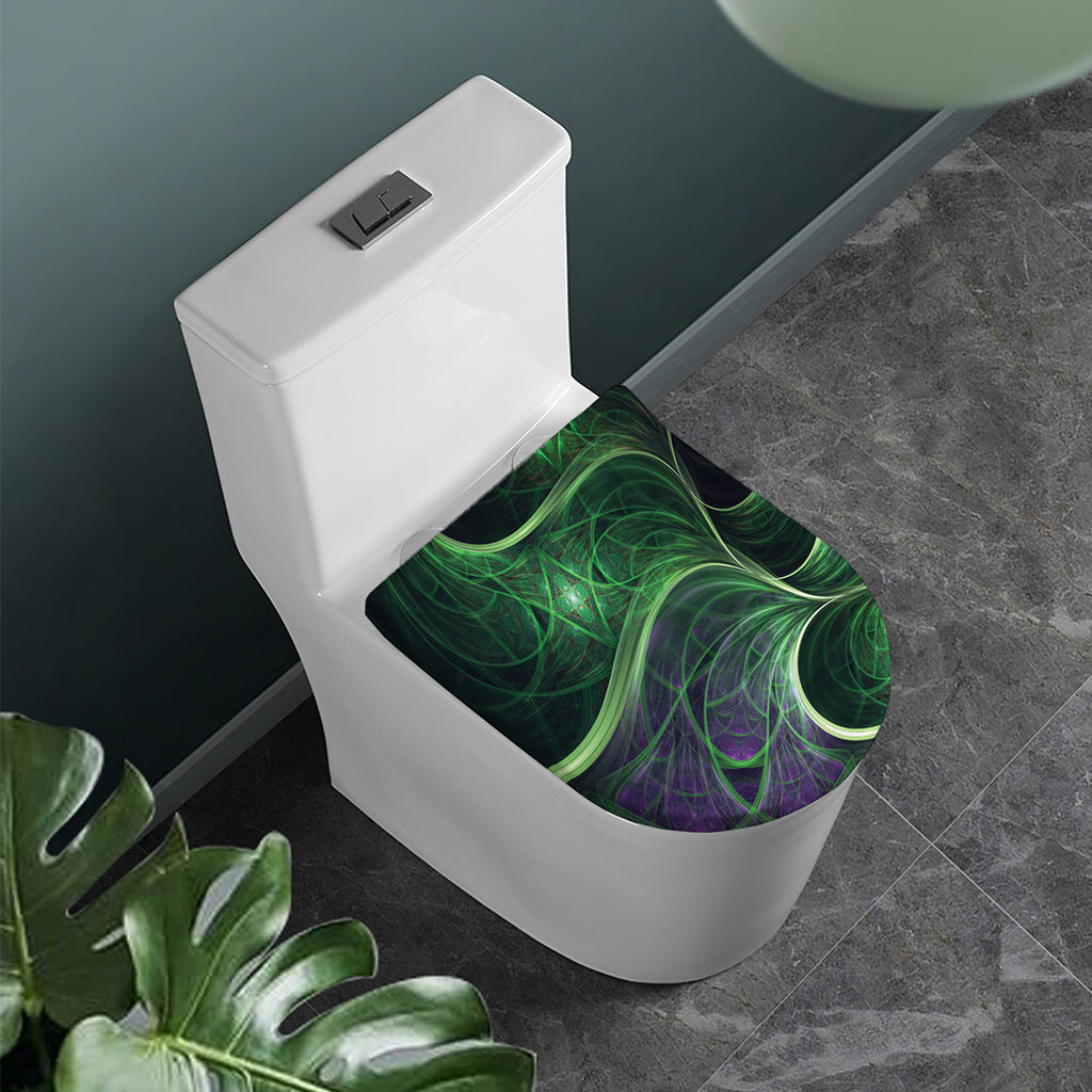 Green Fractal Print Toilet Lid Cover